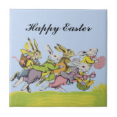 Carreau Joyeux Pâques courir les lapins Pastel (Devant)