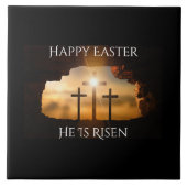 Carreau Joyeux Pâques Il est ressuscité Trois Croix Fête (Devant)