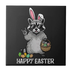 Carreau Joyeux Pâques Raton laveur Lapin