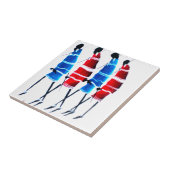 Carreau Joyeux peuple Massaï Guerriers Marcher Art Imprime (Côté)