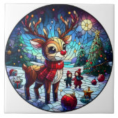 Carreau Joyeux rennes en hiver merveilleux avec des amis (Devant)