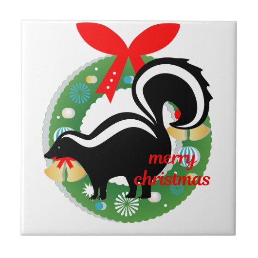 Carreau joyeux skunk de noël (Devant)