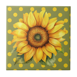 Carreau Joyeux tournesol jaune et vert sur Polka-Dot