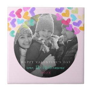 Carreau Joyeux Valentines Day Cute Pastel Hearts Photo