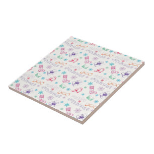 Carreau Joyeux vintage coloré motif de Noël