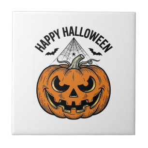 Carreau Joyeux visage de citrouille d'Halloween Création v