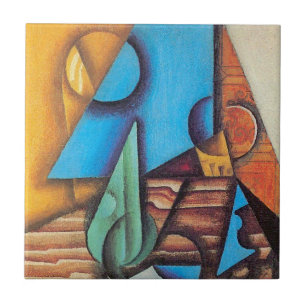 Carreau Juan Gris - Bouteille et verre sur une table Art a