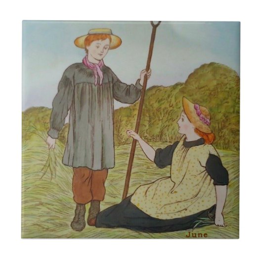 Carreau Juin Mois de Wedgwood Année Repro couleur main (Devant)