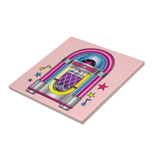 Carreau Juke-box avec des étoiles et des notes (Côté)