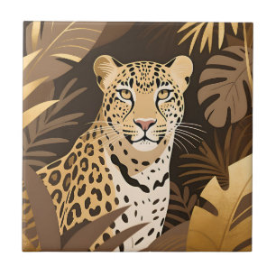 Carreau Jungle Bohème Léopard Doré Faune