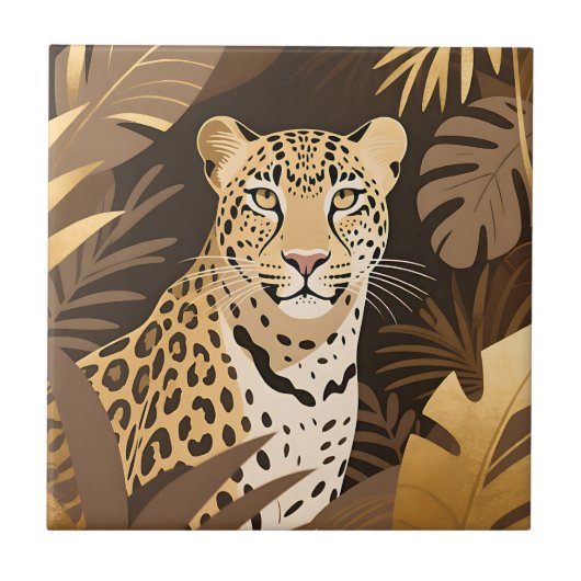 Carreau Jungle Bohème Léopard Doré Faune (Devant)
