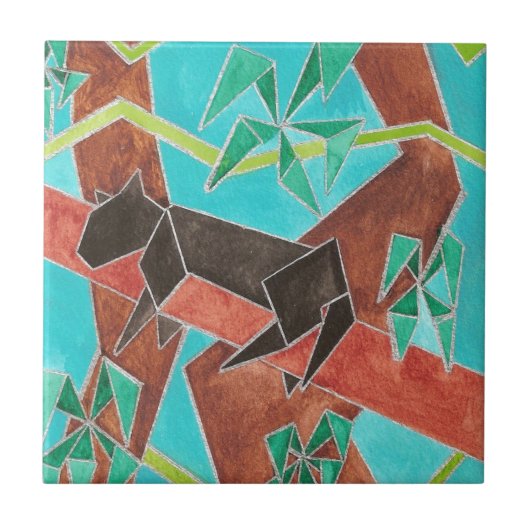 Carreau Jungle Panther Art Abstrait original (Devant)
