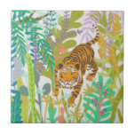 Carreau Jungle Roar - Tigre<br><div class="desc">Jungle Roar II par Chariklia Zarris. Comprend un joli tigre rugissant au milieu de la végétation de la jungle. | 140724GG</div>