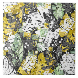 Carreau jungle tropicale sans joint exotique feuilles abst