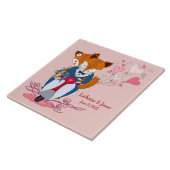 Carreau Juste marié, de doux renards à vélo, Customisé (Côté)