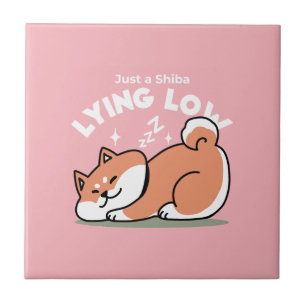 Carreau Juste un Shiba allongé bas : mignonne conception S