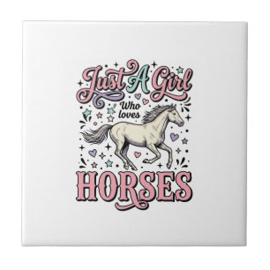 Carreau Juste Une Fille Qui Aime Les Chevaux Design Vector