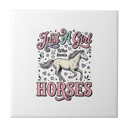 Carreau Juste Une Fille Qui Aime Les Chevaux Design Vector (Devant)