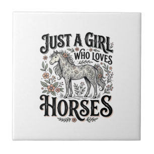 Carreau Juste une fille qui aime les chevaux dessin floral