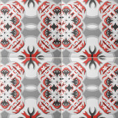 Carreau Kaleidoscope Abstrait tribal gris-rouge noir