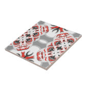 Carreau Kaleidoscope Abstrait tribal gris-rouge noir (Côté)