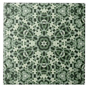 Carreau Kaleidoscope blanc et vert dentelle Abstraite