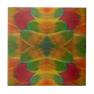 Carreau kaléidoscope de plumes de perroquet ara