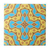 Carreau Kaleidoscope Ethnic Jaune Brown Turquoise Motif (Devant)