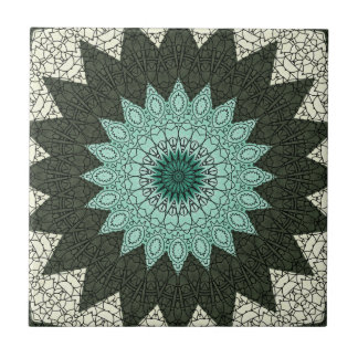 Carreau Kaleidoscope Mandala en vert et bleu