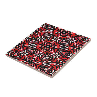 Carreau Kaleidoscope noir, blanc et rouge