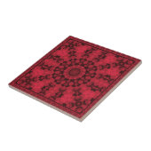 Carreau Kaléidoscope rouge noir, mandala (Côté)