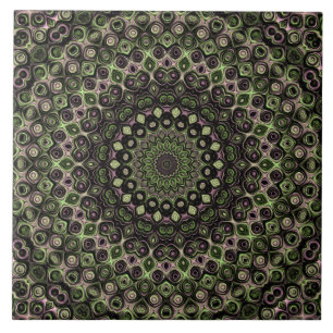 Carreau Kaleidoscope vert et noir Mandala Motif