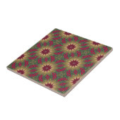 Carreau Kaleidoscope vert rouge Modèle géométrique floral (Côté)