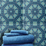 Carreau Kaleidoscopique bleu doux et géométrique Indigo<br><div class="desc">Ce carrelage en céramique présente un design kaléidoscopique unique et fascinant. Les motifs géométriques complexes se déploient en harmonie symétrique, créant une expérience visuelle captivante. Le carrelage est orné d'un élégant mélange de bleus profonds et de teintes plus claires, ce qui crée un contraste saisissant qui attire l'oeil vers le...</div>