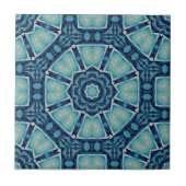 Carreau Kaleidoscopique bleu doux et géométrique Indigo (Devant)