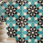 Carreau Kaléidoscopique géométrique Turquoise Bleu blanc M<br><div class="desc">Un carrelage décoratif captivant et contemporain qui met en valeur une fusion vibrante de couleurs et de motifs. Ce design exquis en céramique embrasse l'allure des formes géométriques, mêlant des teintes turquoises, noires et blanches dans un arrangement kaléidoscopique fascinant. Elevez votre espace avec ce chef-d'oeuvre moderne, ajoutant une touche d'élégance...</div>
