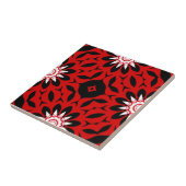 Carreau Kaleidoscopique Rouge Noir Et Blanc Géométrique (Côté)