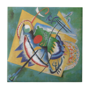 Carreau Kandinsky rouge ovale Abstraite oeuvre d'art vert 