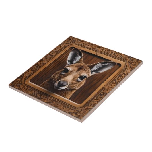 Carreau Kangaroo en bois 3D australien (Côté)
