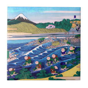 Carreau Katsushika Hokusai - Fuji from Kanaya on Tokaido