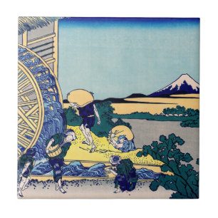Carreau Katsushika Hokusai - Moulin à eau à Onden