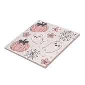 Carreau Kawaii Halloween rose Fantômes et Citrouilles (Côté)