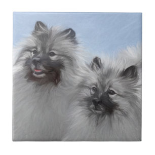 Carreau Keeshond Paire de Kees Peinture Art animal origina