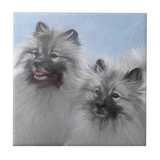 Carreau Keeshond Paire de Kees Peinture Art animal origina (Devant)