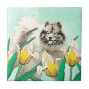 Carreau Keeshony in Tulips Peinture mignonne Original Chie
