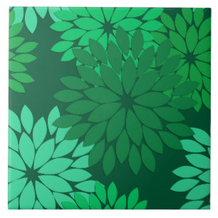 Carreau Kimono floral moderne Imprimer, Emerald et Jade Gr