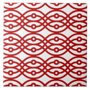 Carreau Kimono imprimé, blanc et rouge foncé