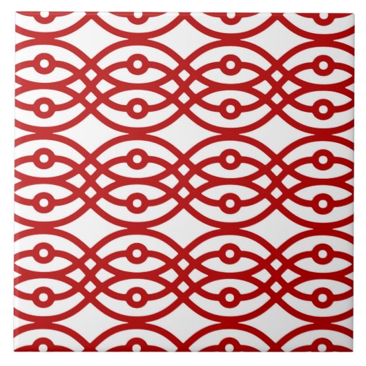 Carreau Kimono imprimé, blanc et rouge foncé (Devant)