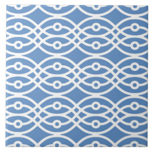 Carreau Kimono imprimé, bleu ciel et blanc