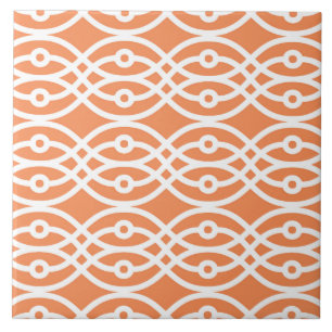 Carreau Kimono imprimé, corail orange et blanc